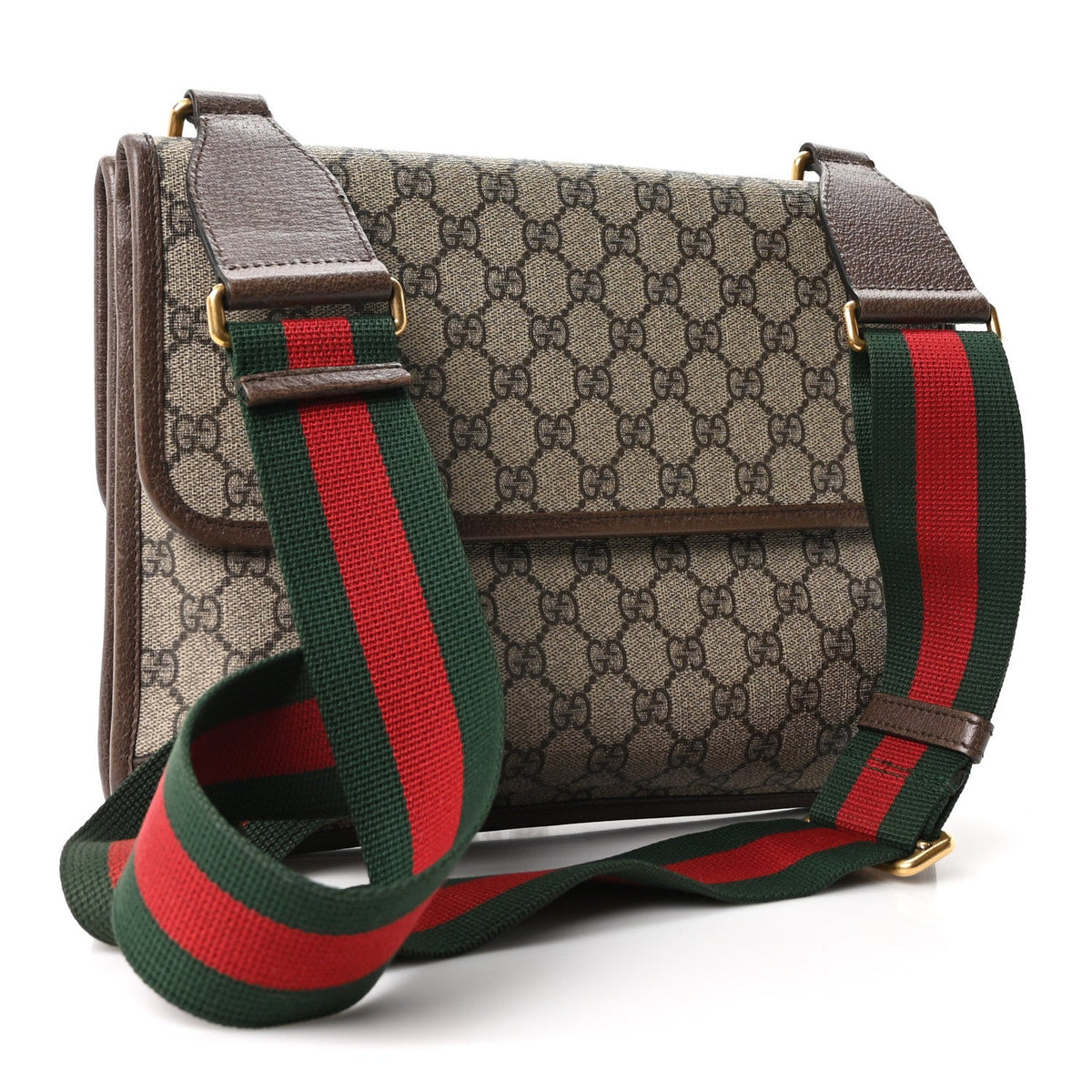 GG Supreme Monogram Web Neo Vintage Double Flap Messenger Bag Beige New Acero