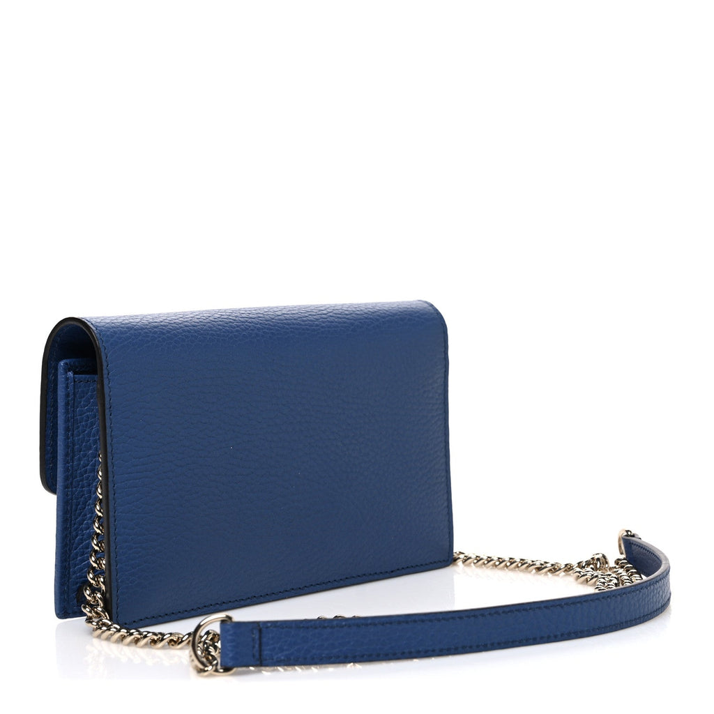 Dollar Calfskin Interlocking G Chain Wallet Caspian