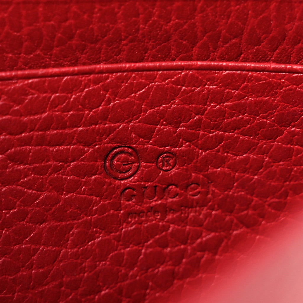 Dollar Calfskin Interlocking G Chain Wallet Red