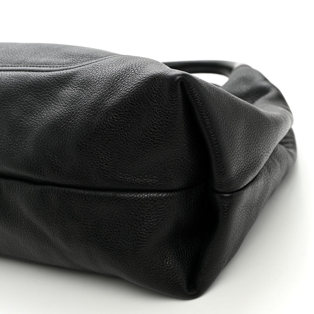 Grained Calfskin Softbit Maxi Shoulder Bag Black