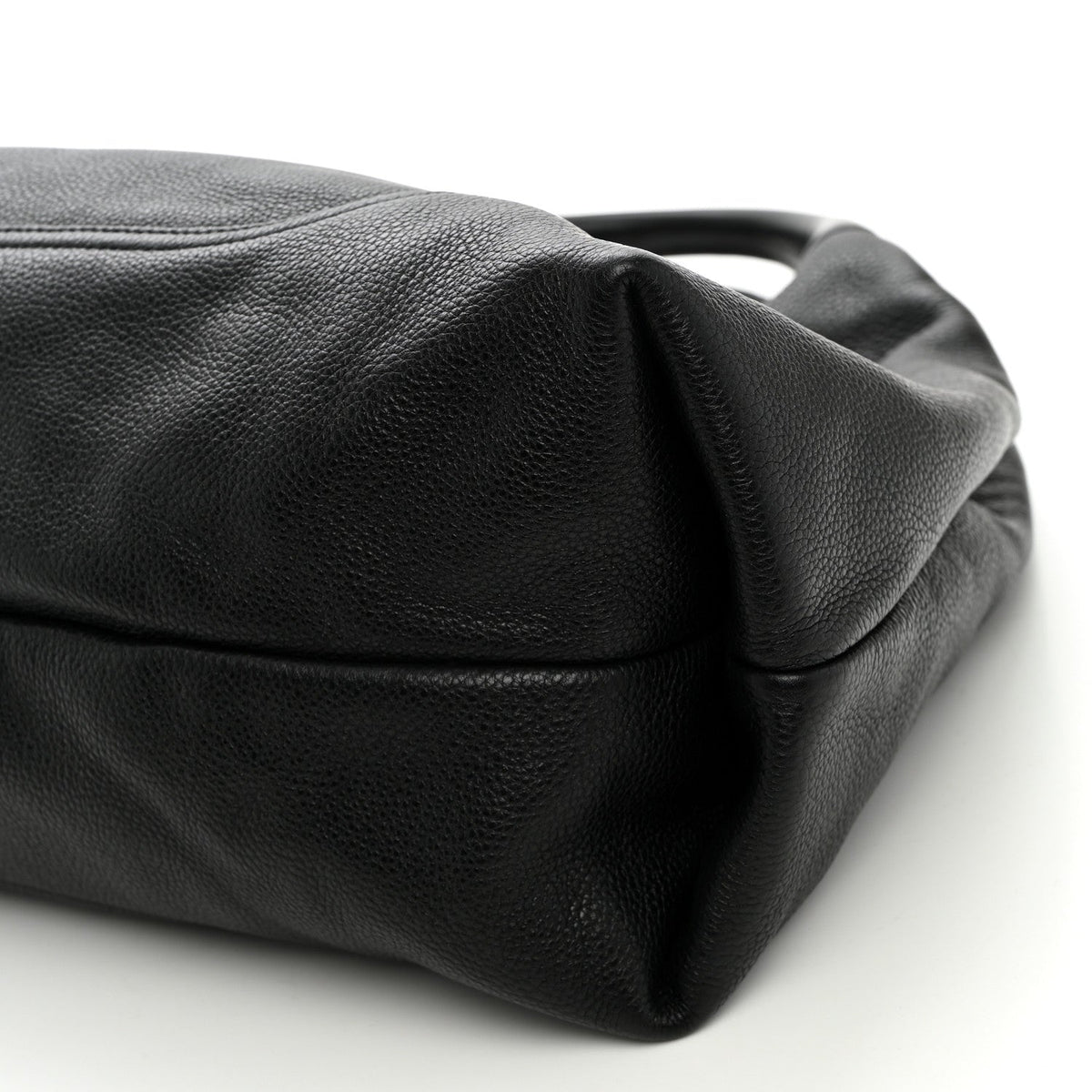 Grained Calfskin Softbit Maxi Shoulder Bag Black