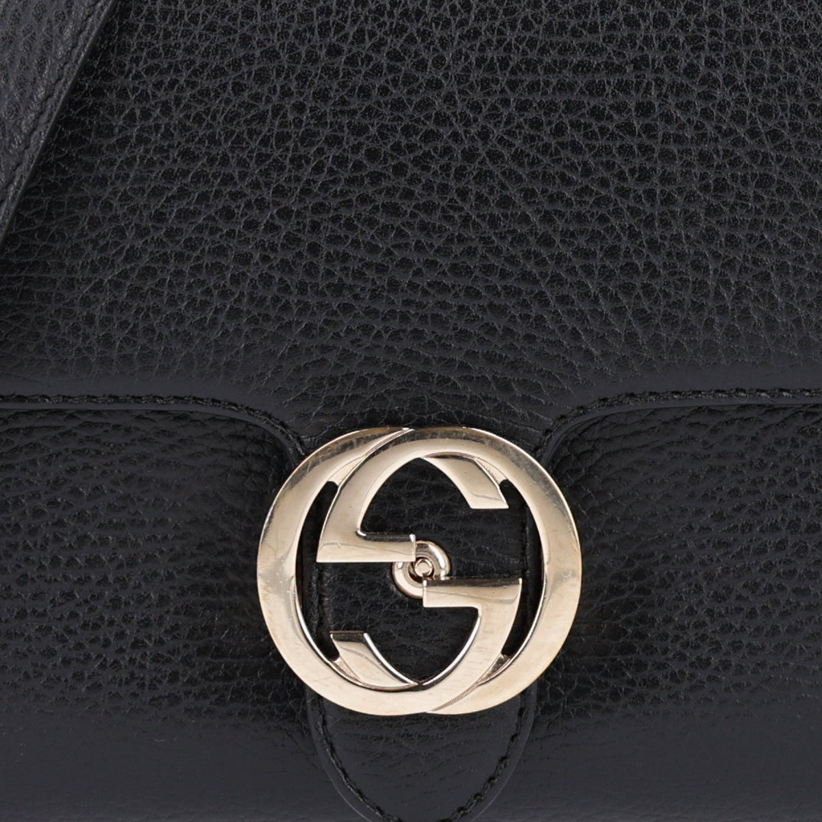 Dollar Calfskin Interlocking G Crossbody Bag Black