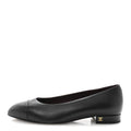 Lambskin Cap Toe Ballerina Flats 38.5 Black