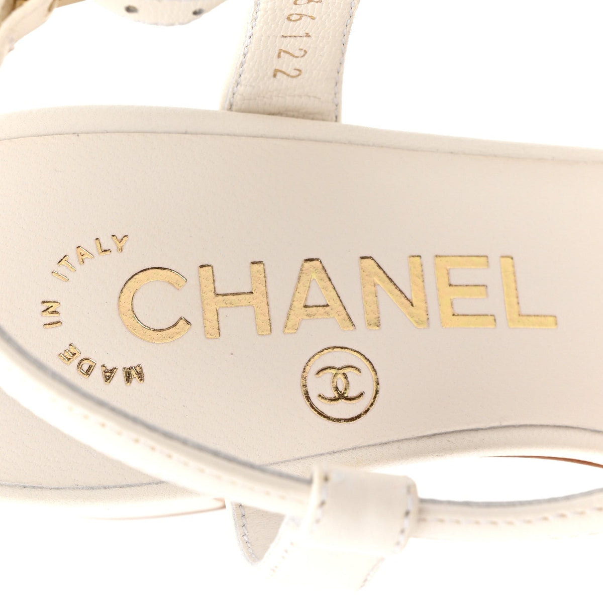 Lambskin Pearl CC Star Sandals 36.5 White