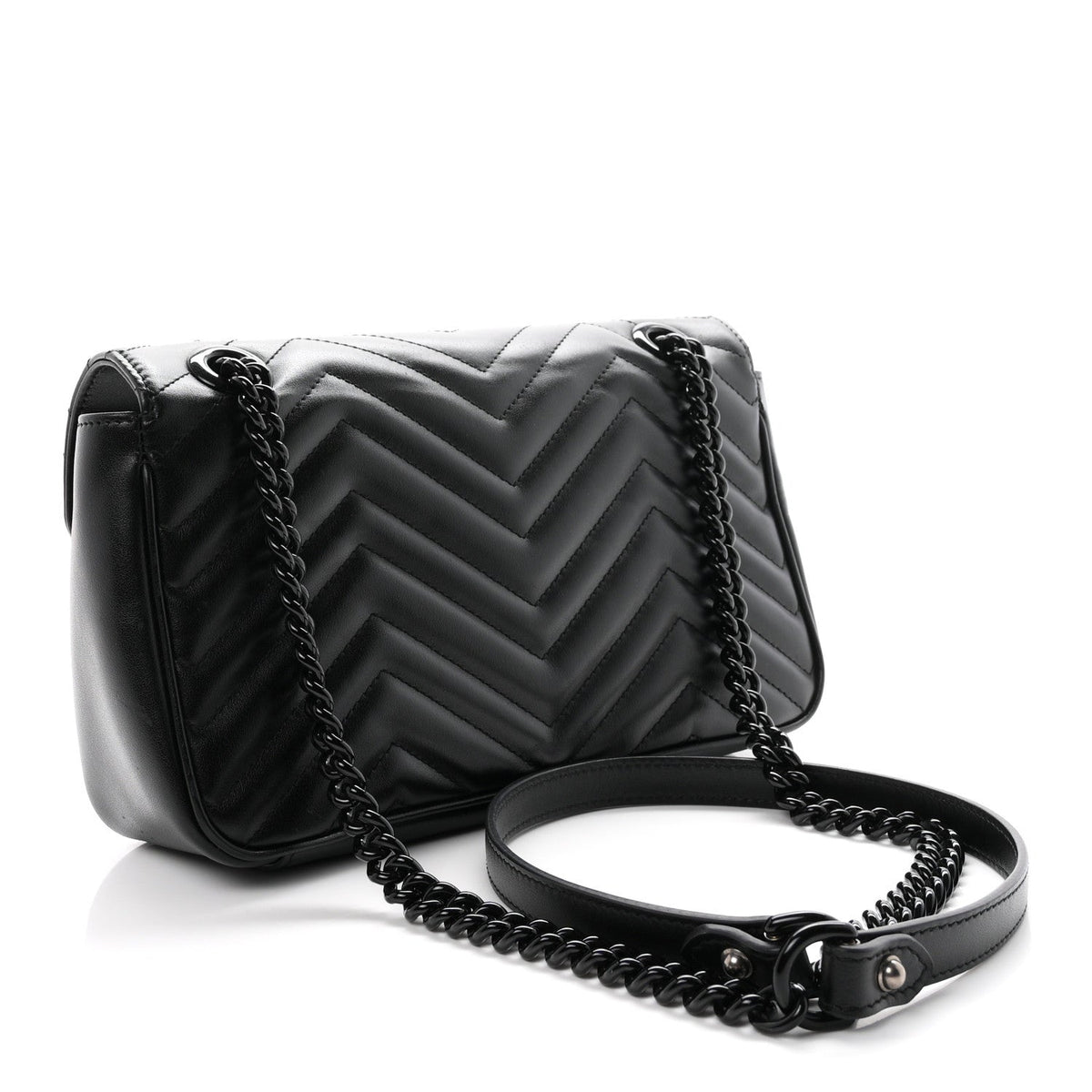 Calfskin Matelasse Monochrome Small GG Marmont Shoulder Bag Black