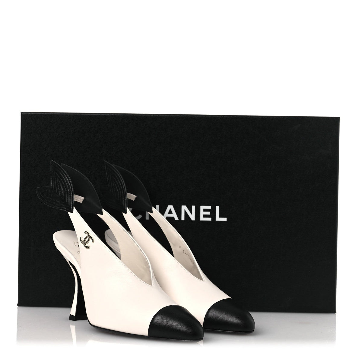 Lambskin Slingback Pumps 36.5 White Black