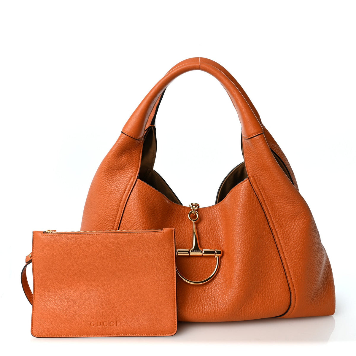 Grained Calfskin Softbit Maxi Shoulder Bag Orange