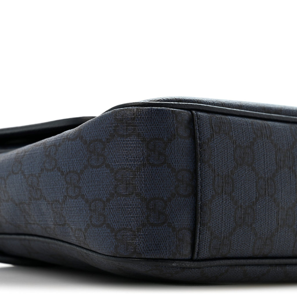Tender GG Supreme Monogram Textured Dollar Calfskin Ophidia Messenger Bag Dark Blue