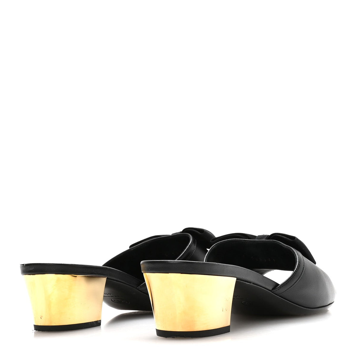 Lambskin Grosgrain Bow CC Mules 40 Black