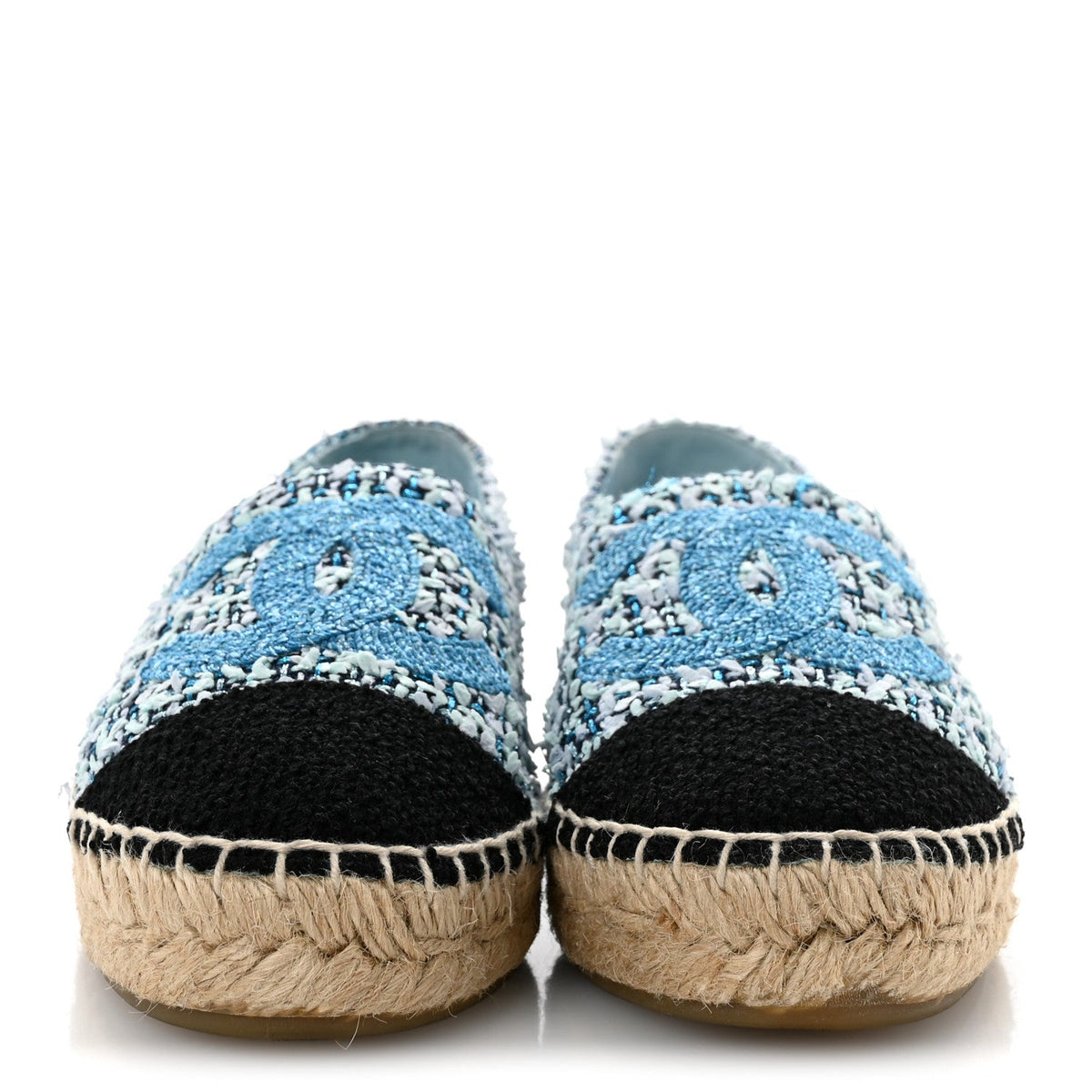 Tweed CC Espadrilles 36 Navy Blue Green Blue