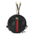 Grained Calfskin Web Mini Ophidia Round Backpack  Black