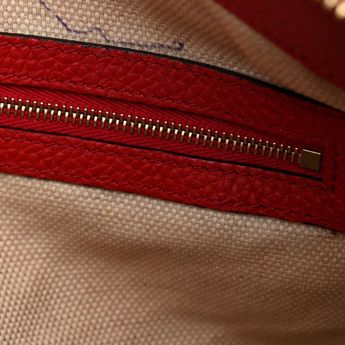 Pebbled Calfskin Large Soho Hobo Tabasco Red