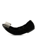Suede Patent Studded Flirty Ballerina Bow Flats 39.5 Black