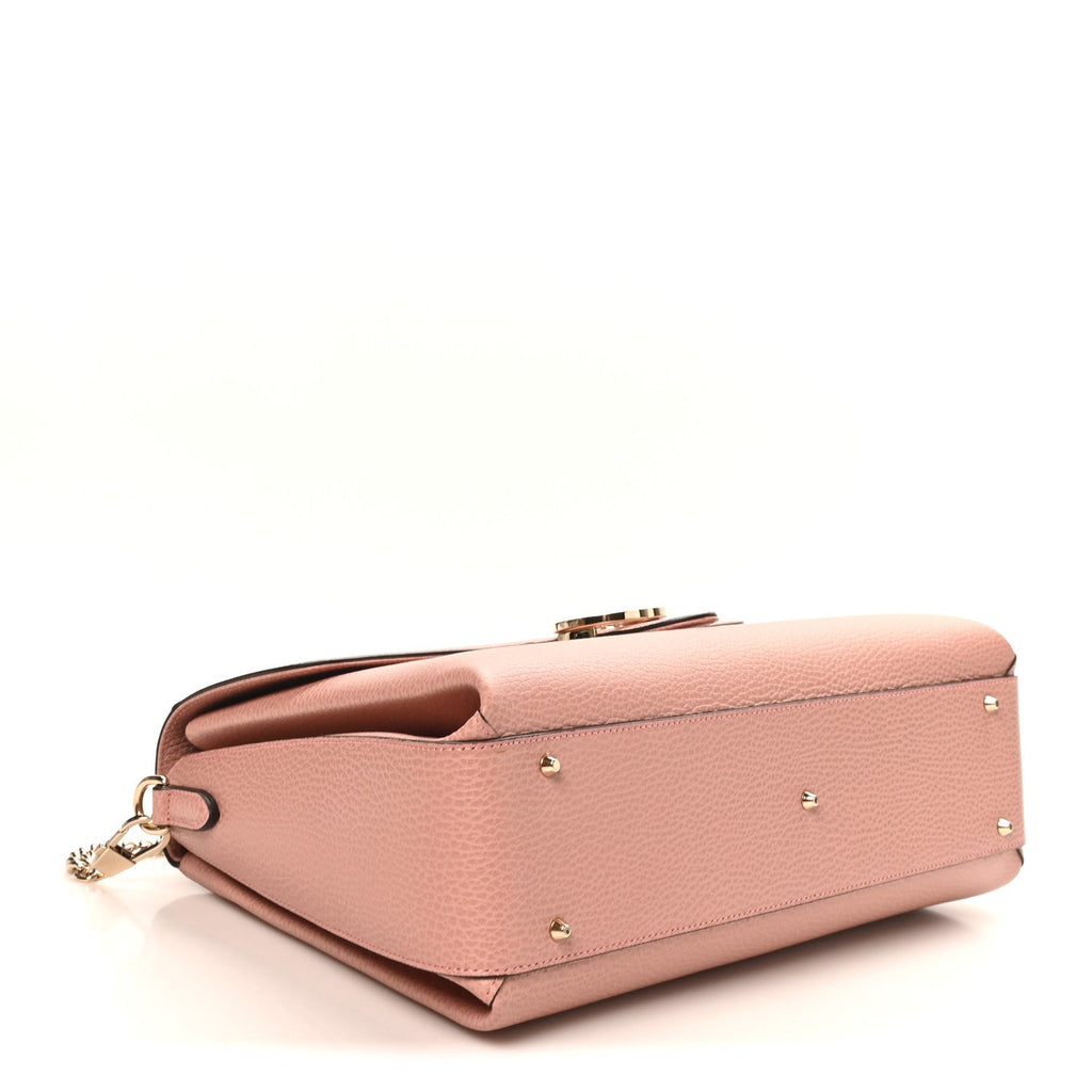Dollar Calfskin Medium Interlocking G Top Handle Shoulder Bag Soft Pink