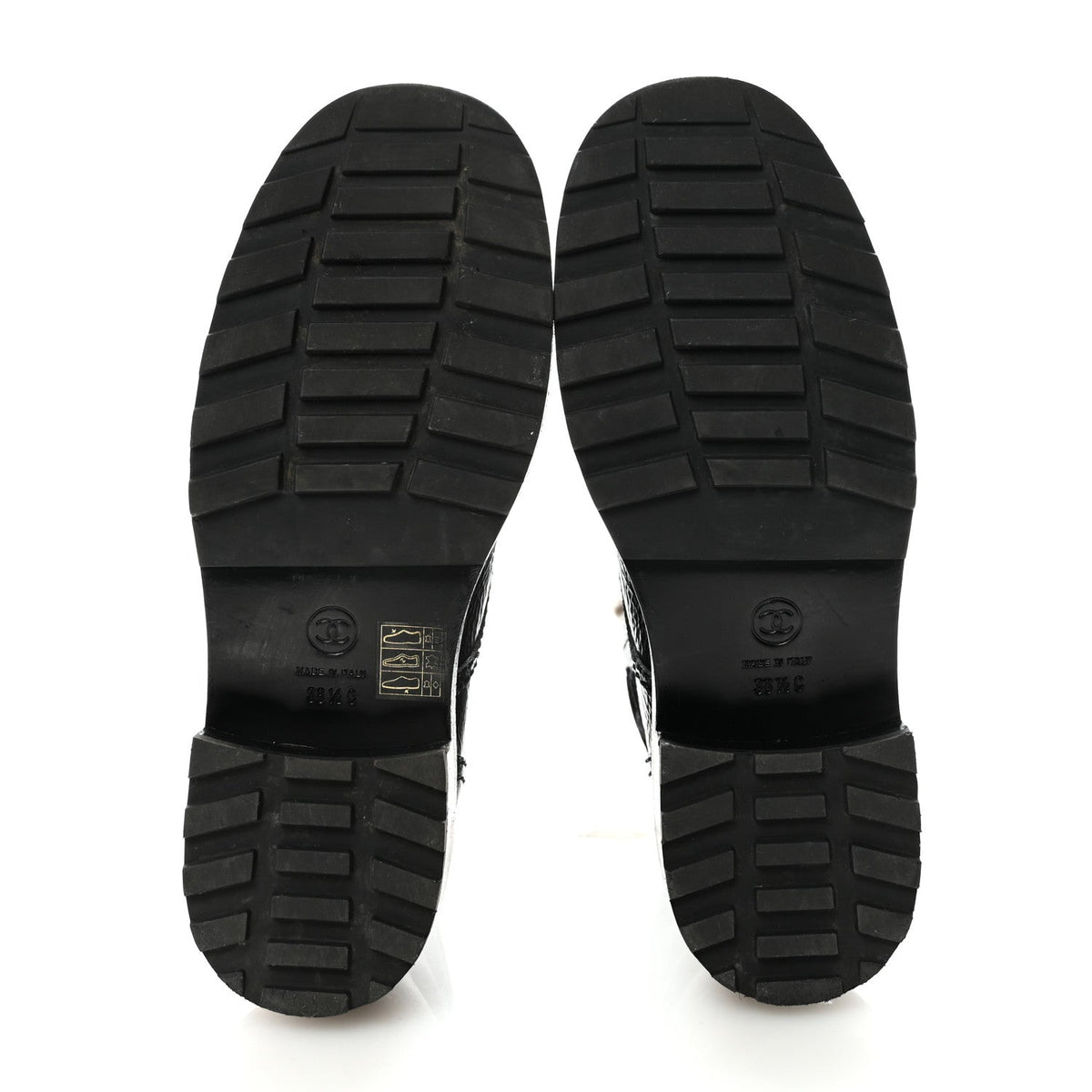 Shiny Calfskin Velvet Pearl Combat Short Boots 38.5 Black
