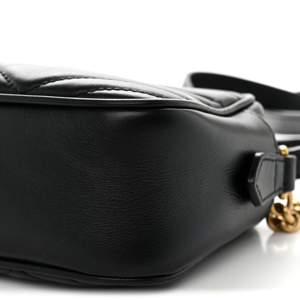 Calfskin Matelasse Small GG Marmont Chain Shoulder Bag Black