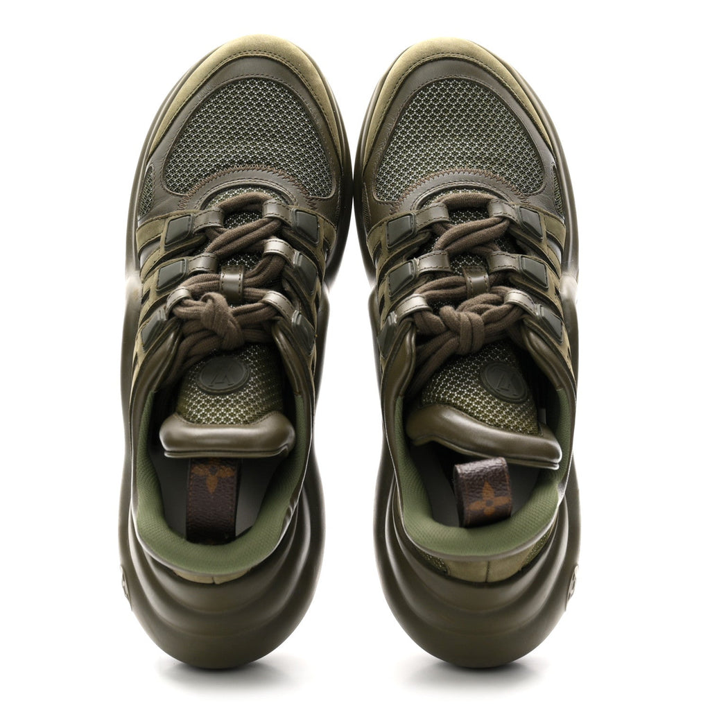 Calfskin Technical Nylon LV Archlight Sneakers 38 Green