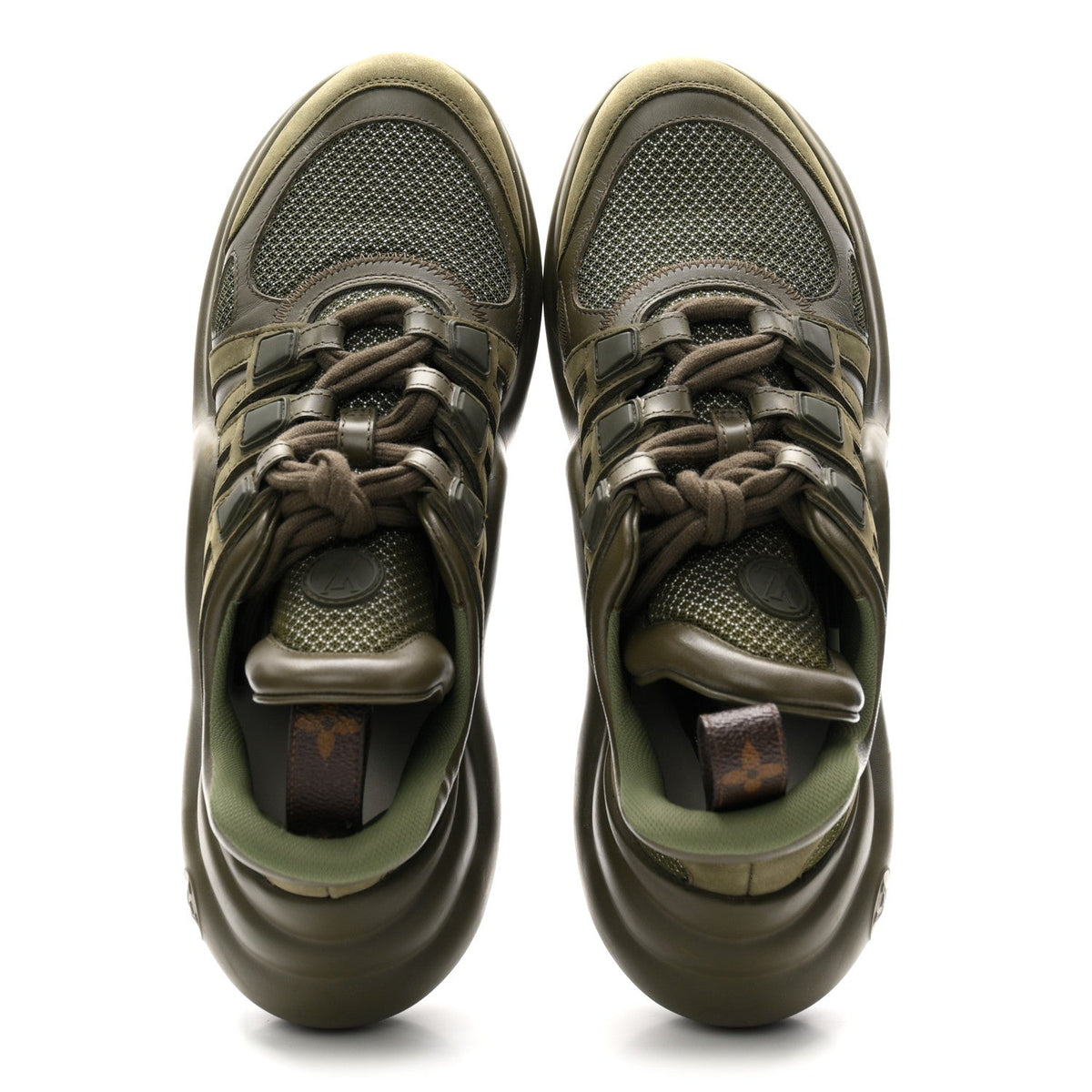 Calfskin Technical Nylon LV Archlight Sneakers 38 Green