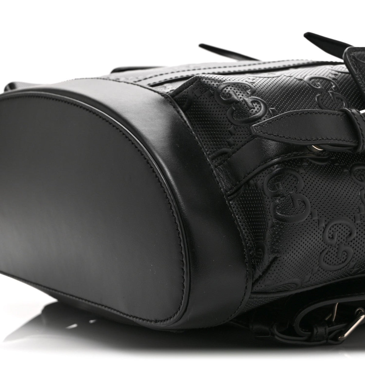Calfskin GG Tennis Embossed Double Buckle Backpack Black