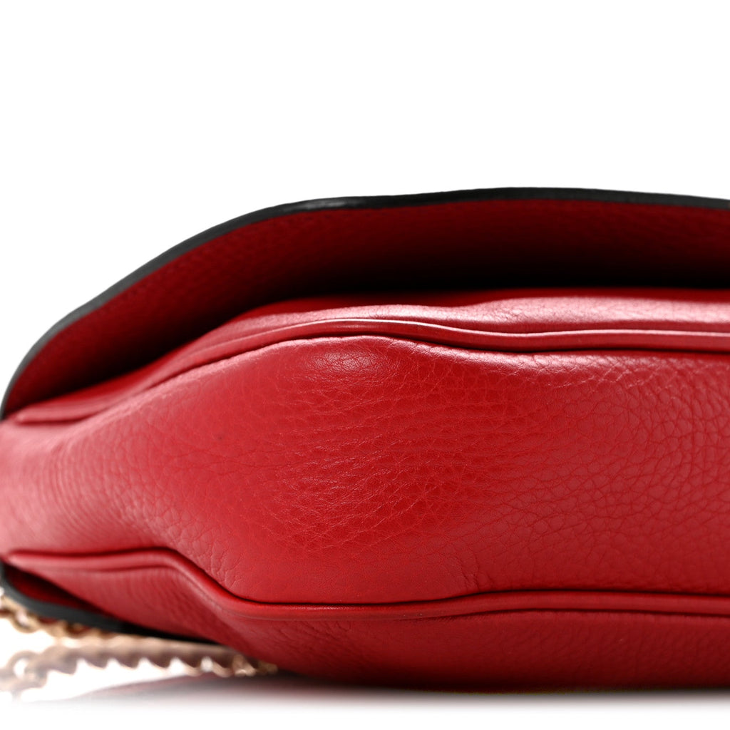 Pebbled Calfskin Medium Soho Flap Crossbody Tabasco Red