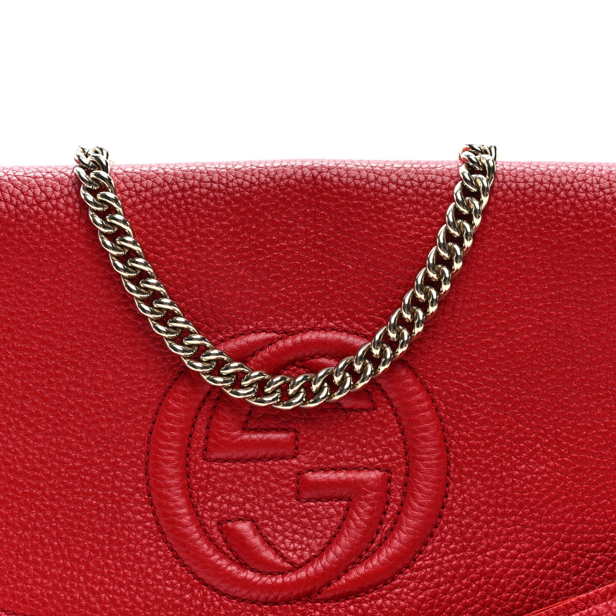 Pebbled Calfskin Medium Soho Flap Crossbody Vibrant Red