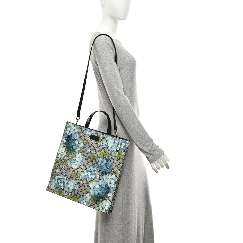 Soft GG Supreme Monogram Blooms Vertical Tote Blue