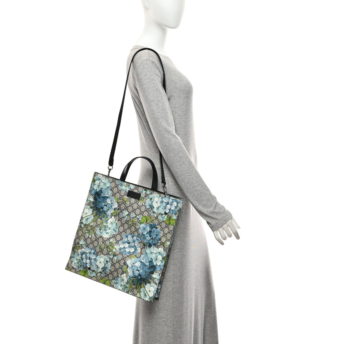 Soft GG Supreme Monogram Blooms Vertical Tote Blue