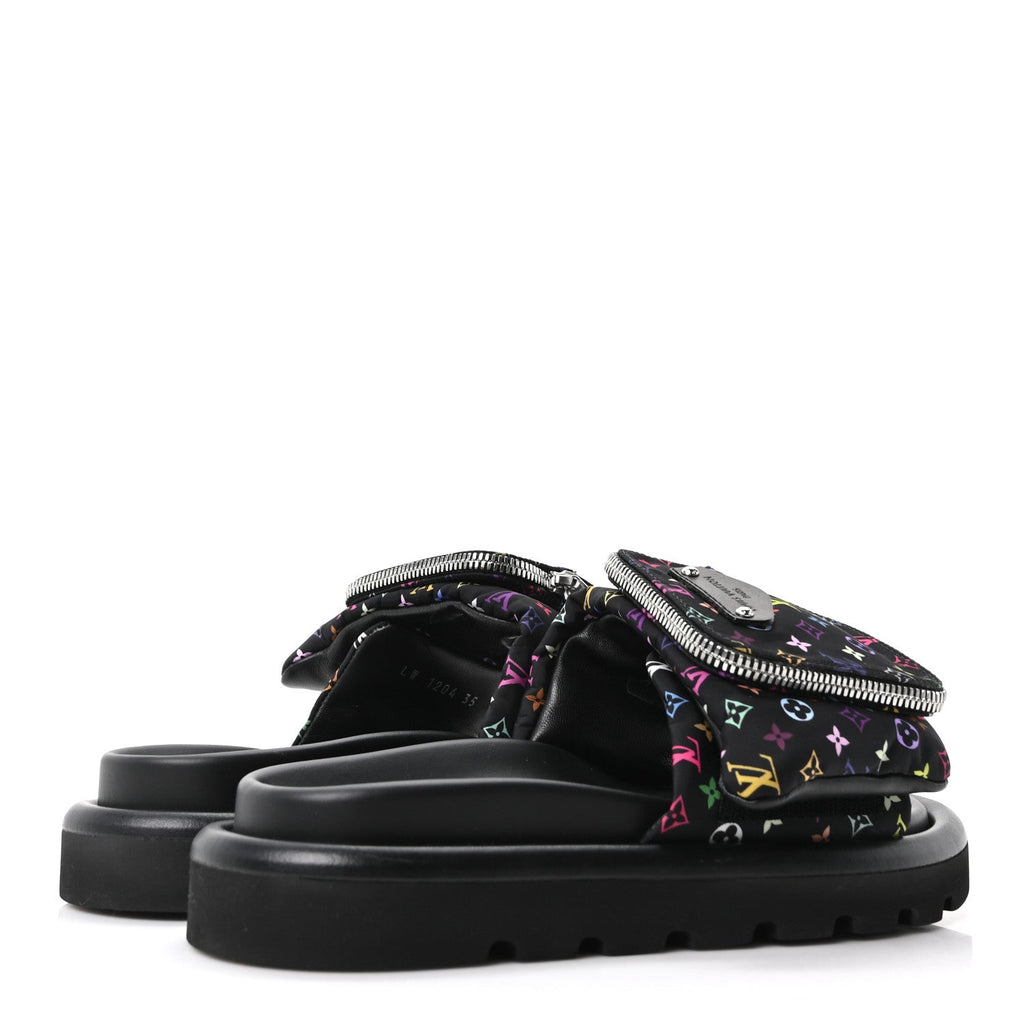 LV X TM Monogram Multicolor Pool Pillow Flat Comfort Mule 35 Black
