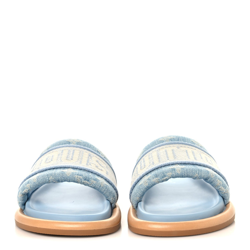 Monogram Denim LV Bliss Womens Comfort Mules 36 Turquoise