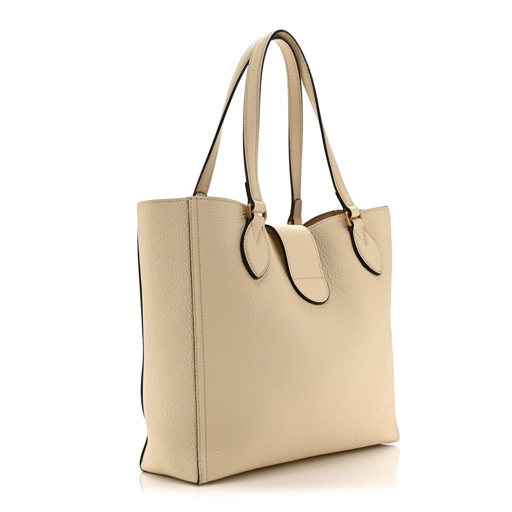 New Sakai Calfskin Lux Small Dahlia Tote Mystic White