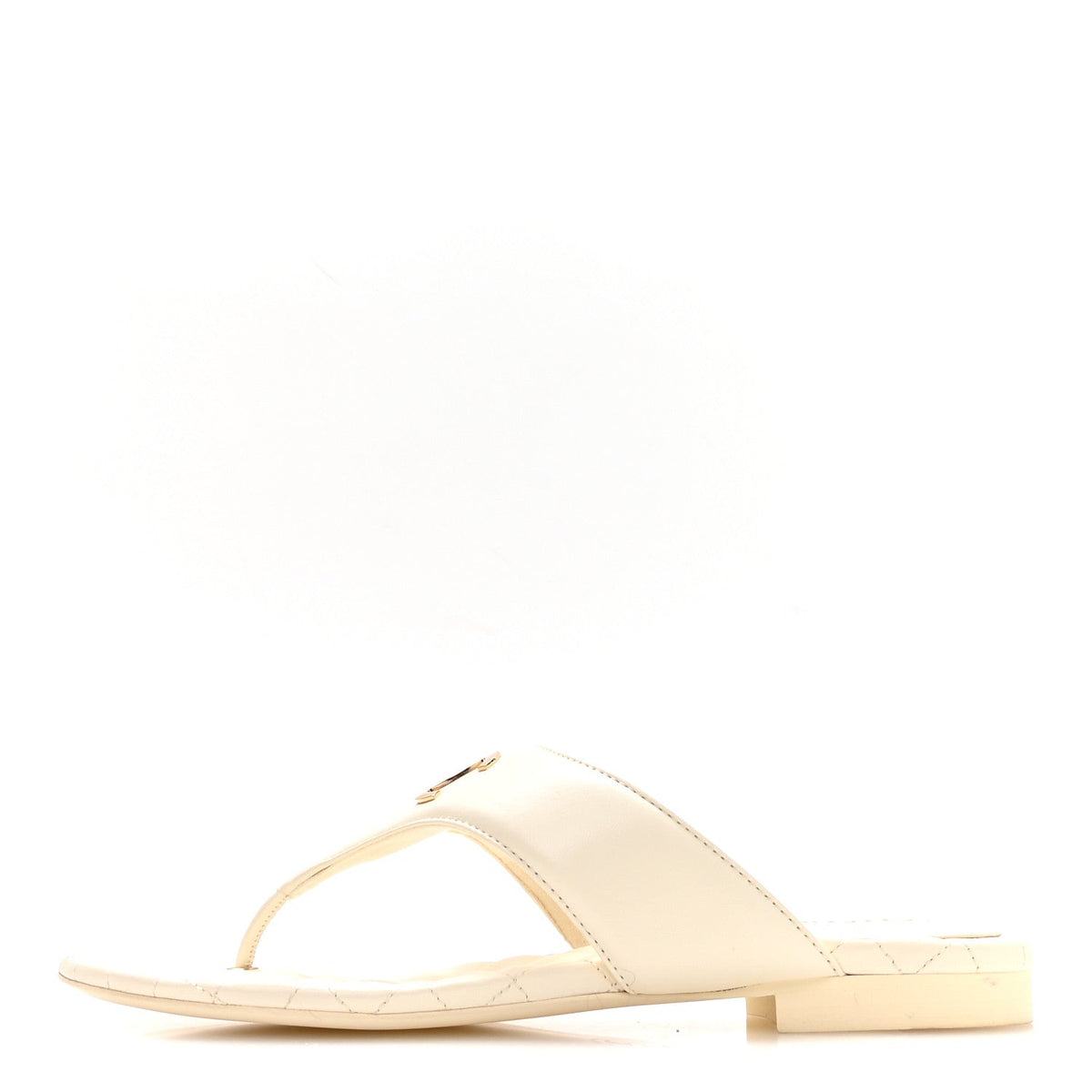 Lambskin Quilted Padded Thong Sandals 39.5 White