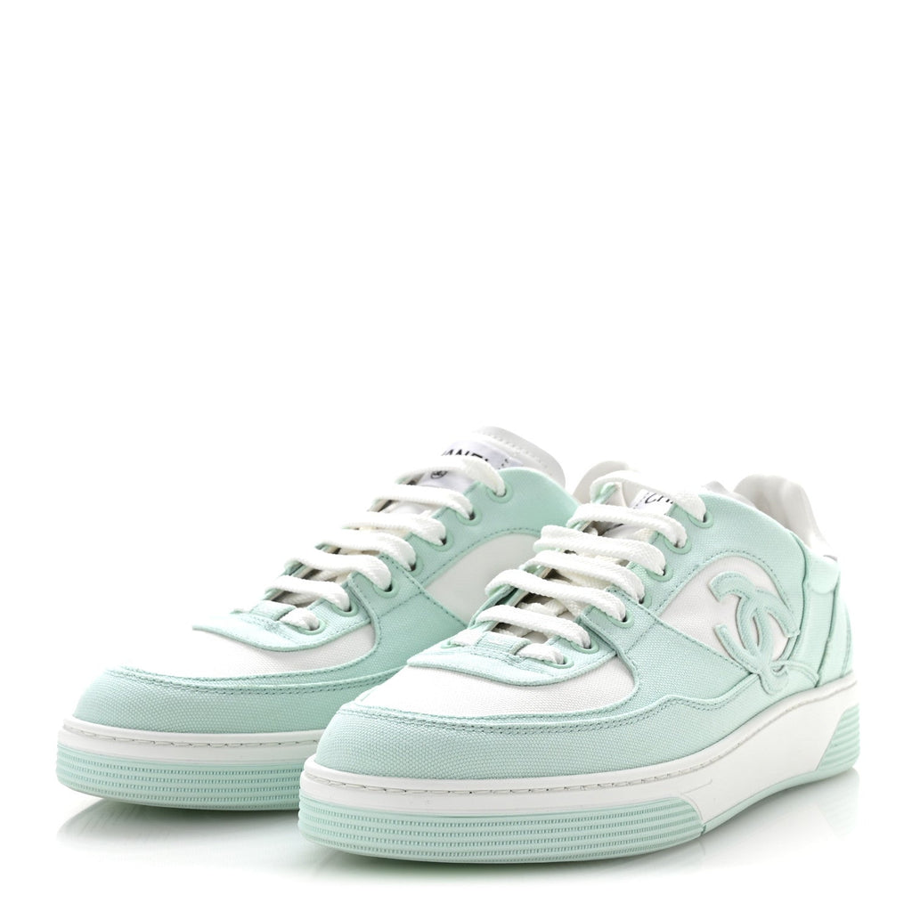 Cotton Sneakers 41 Light Turquoise White