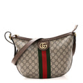 GG Supreme Monogram Web Small Ophidia Half Moon Hobo Brown