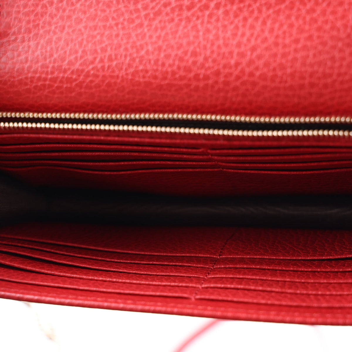 Dollar Calfskin Interlocking G Chain Wallet Red