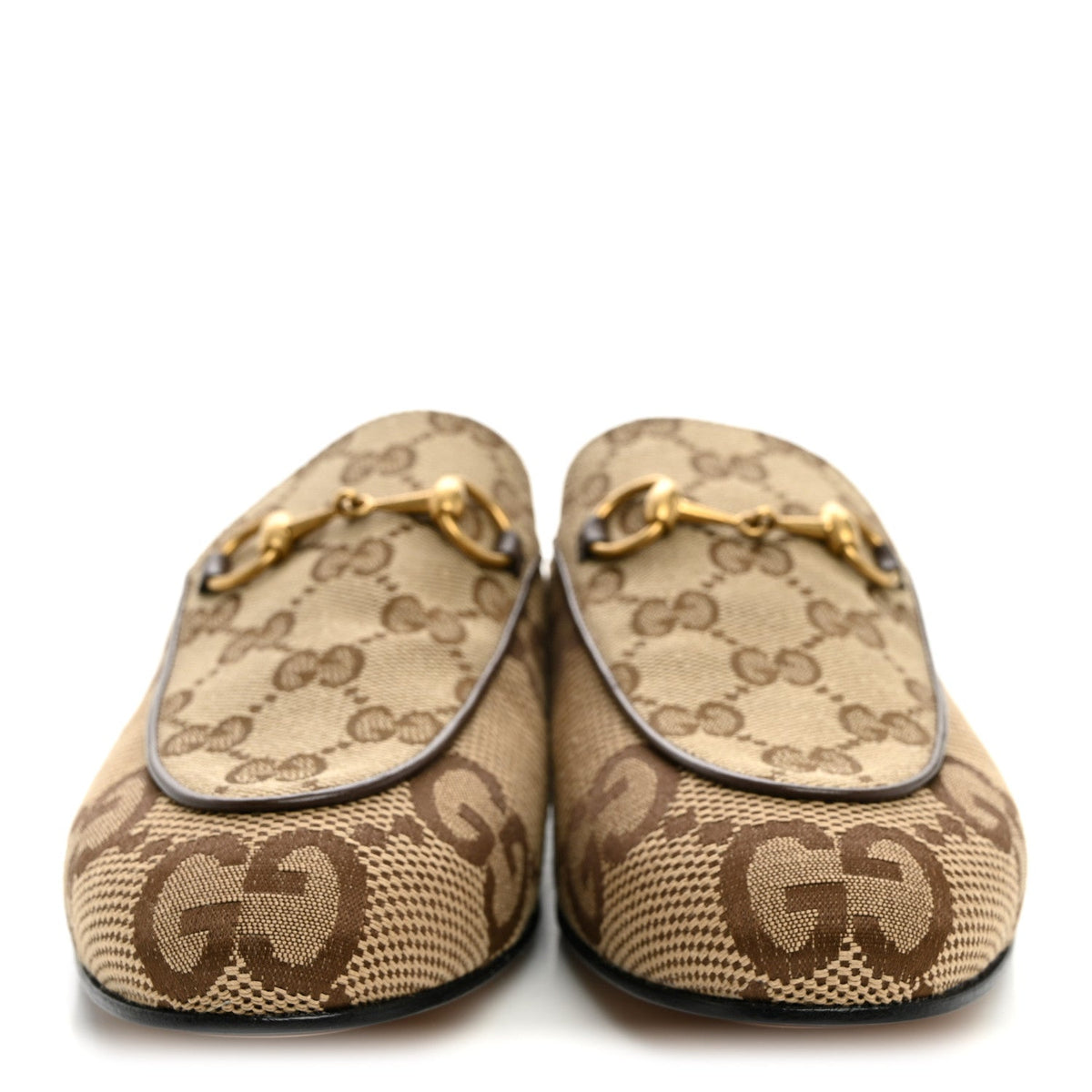 Monogram Jumbo GG Malaga Kid Womens Princetown Slippers 36 Camel Ebony New Acero Beige