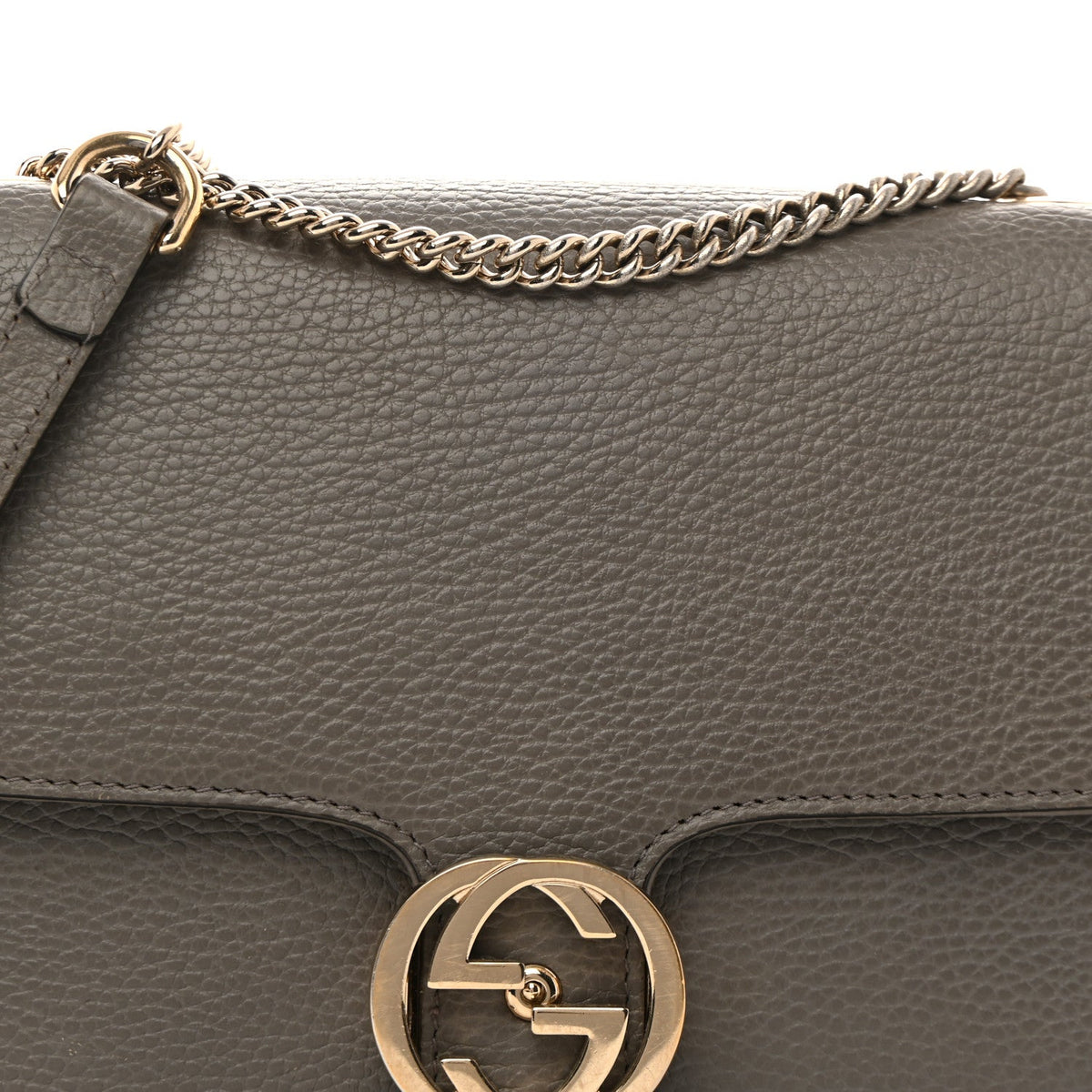 Dollar Calfskin Interlocking G Shoulder Bag Loess