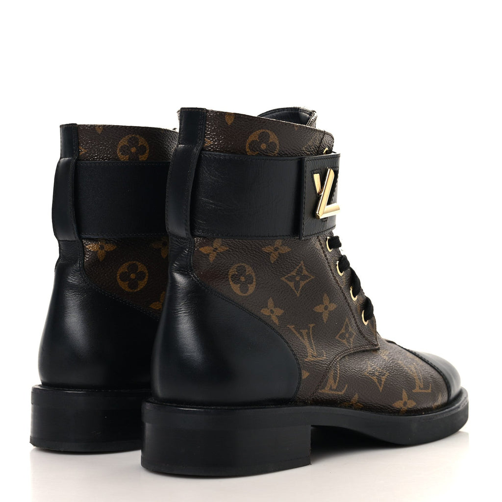 Calfskin Monogram Wonderland Flat Ranger Boots 40.5 Black