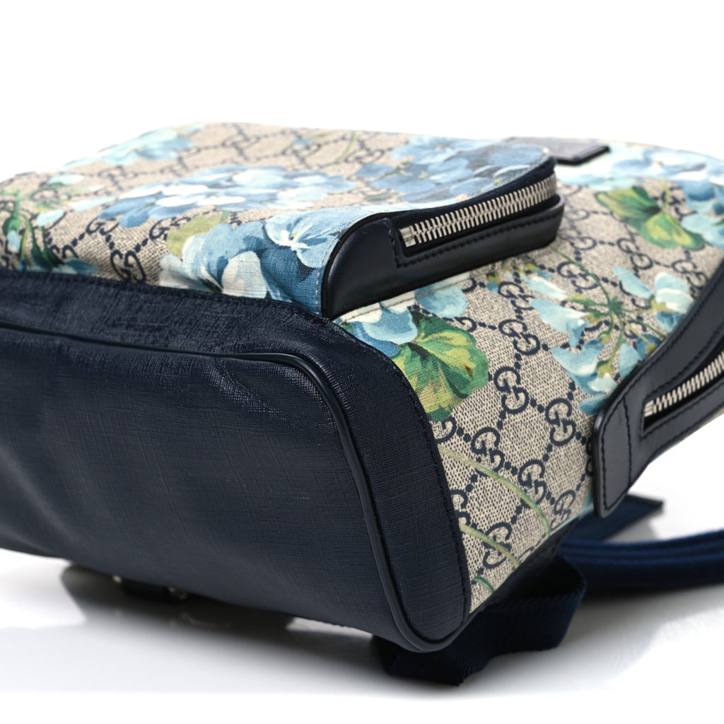 GG Supreme Monogram Blooms Small Day Backpack Blue