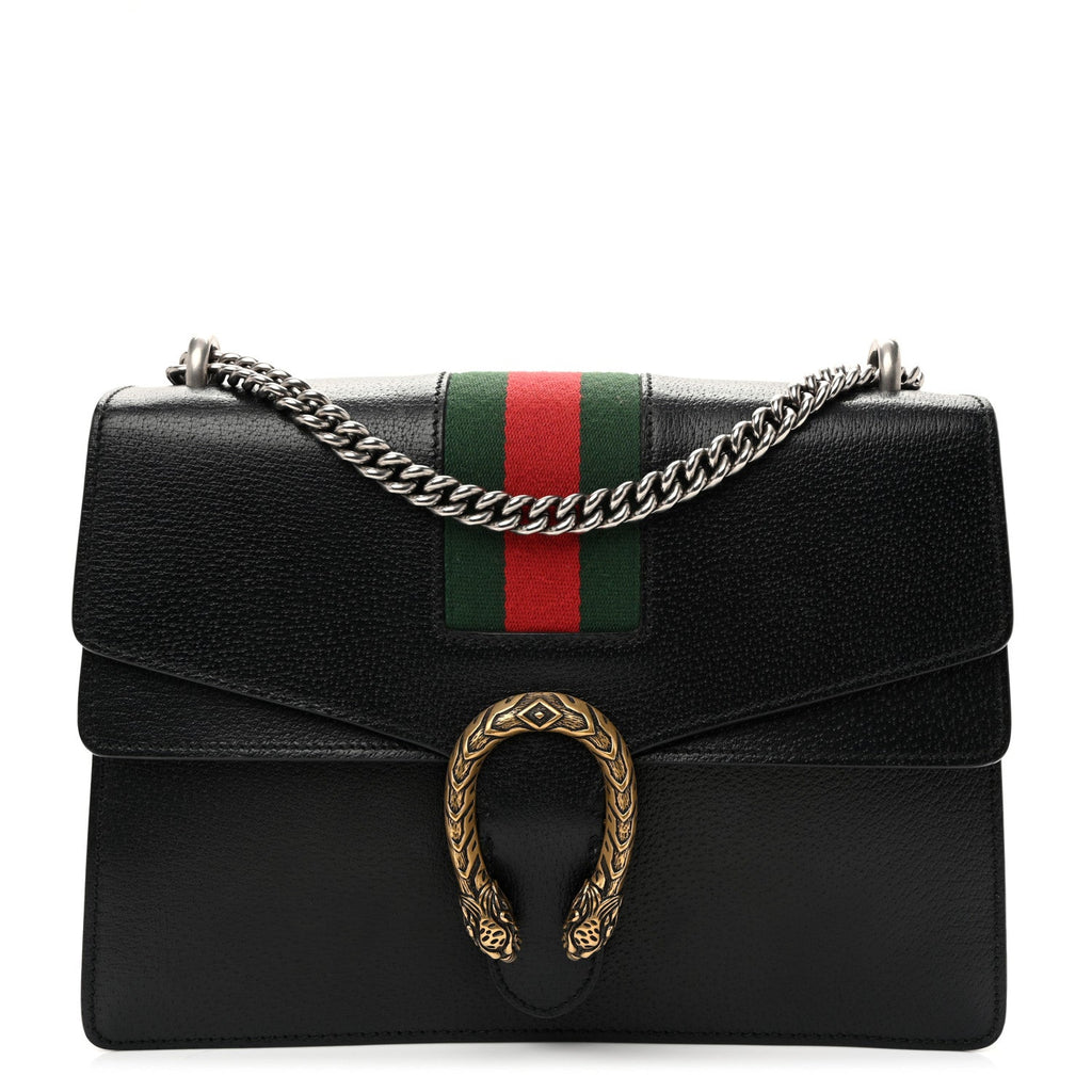 Calfskin Web Medium Dionysus Shoulder Bag Black