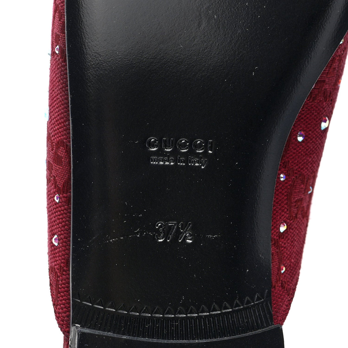 Crystal Canvas GG Monogram Nappa Womens Princetown Slippers 37.5 Rosso Ancora