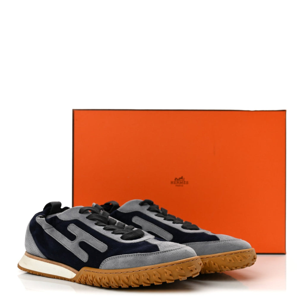 Suede Goatskin Jet Sneakers 35 Marine Gris Orage