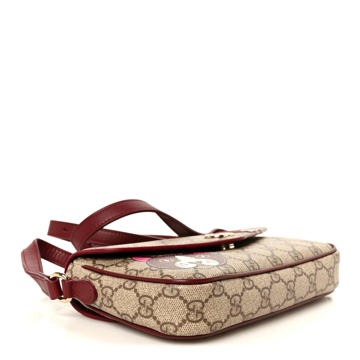GG Supreme Monogram Cat Print Mini Shoulder Bag Beige Ebony Rosso Ancora