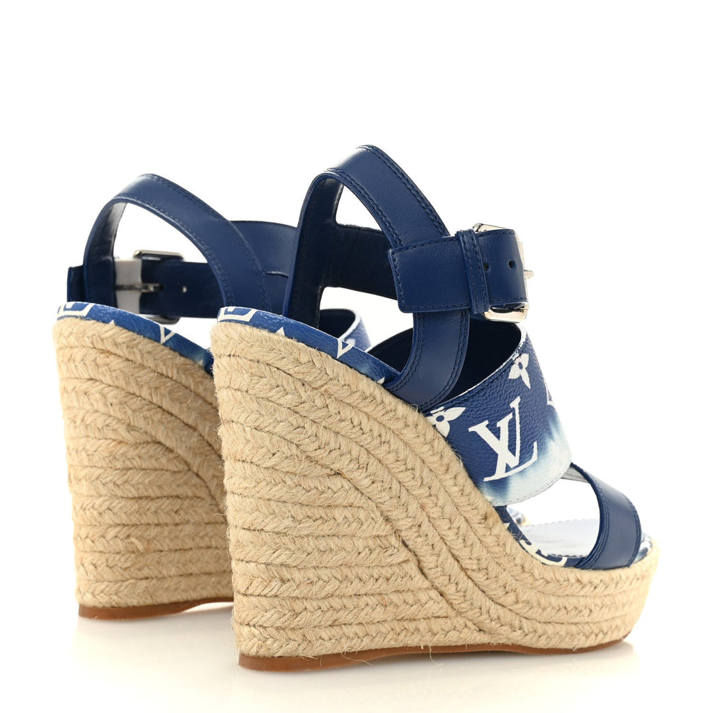 Monogram Escale Starboard Wedge Sandal 40 Blue