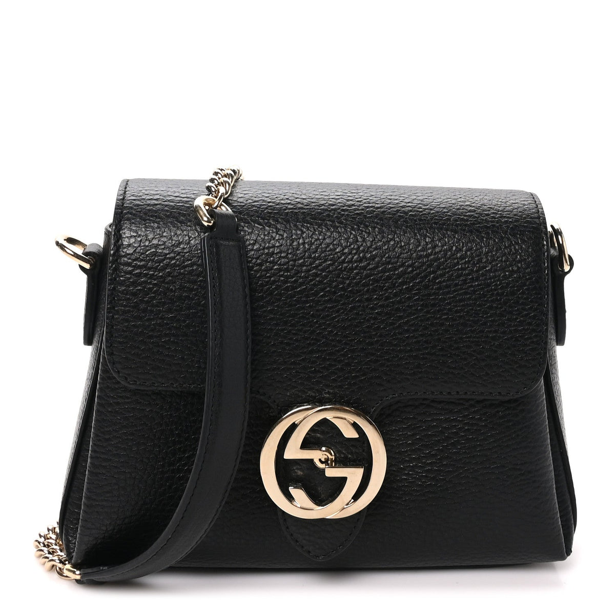 Dollar Calfskin Interlocking G Crossbody Bag Black