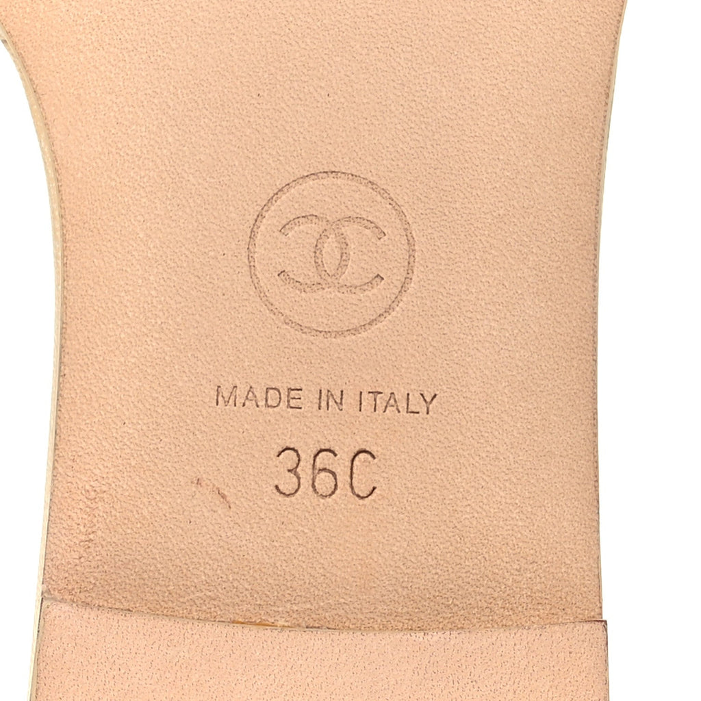 Lambskin Pearl CC Sandals 36 Beige
