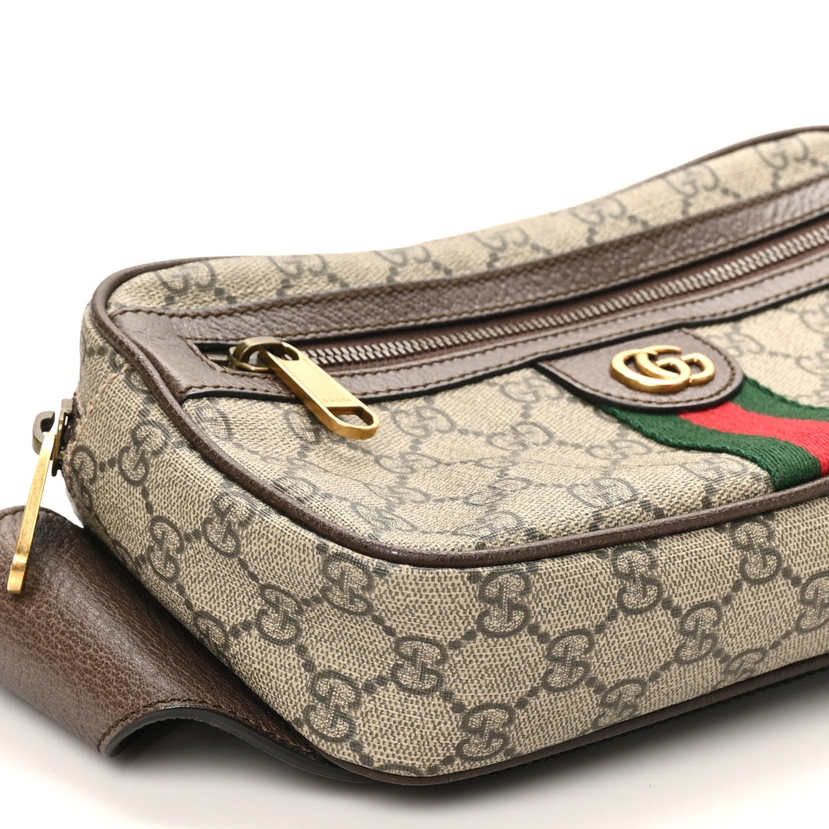 Soft GG Supreme Monogram Medium Ophidia Belt Bag Dark Brown