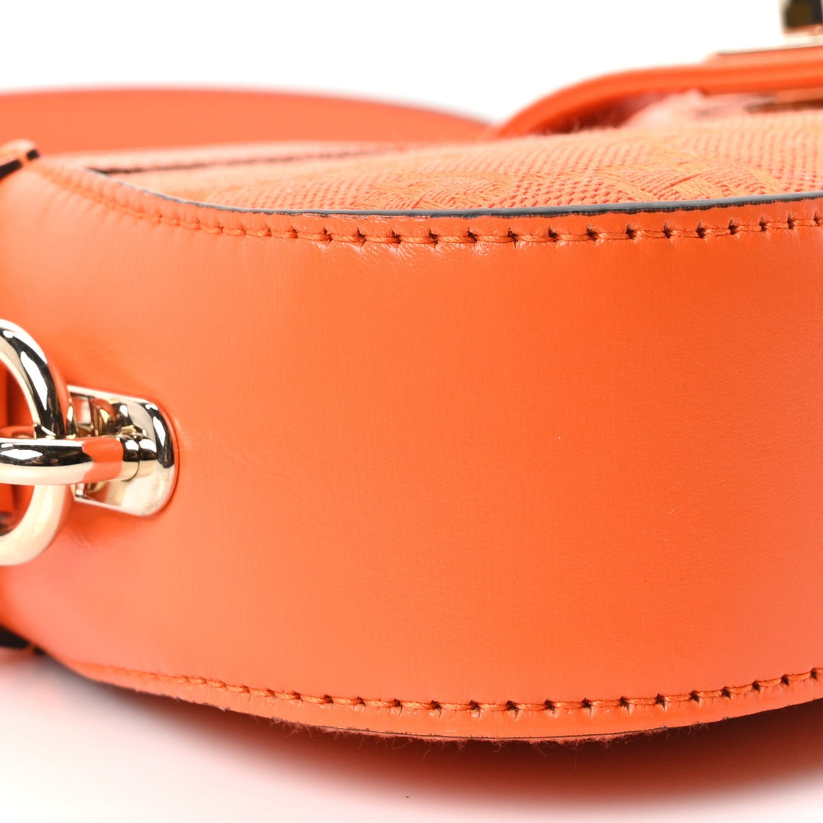 Calfskin Monogram Mini Moon Side Shoulder Bag Orange