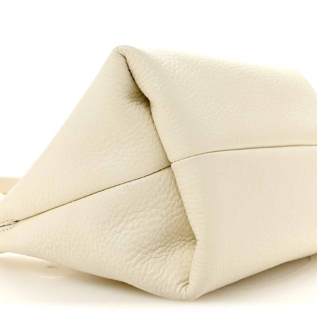 Grained Calfskin Softbit Medium Shoulder Bag White