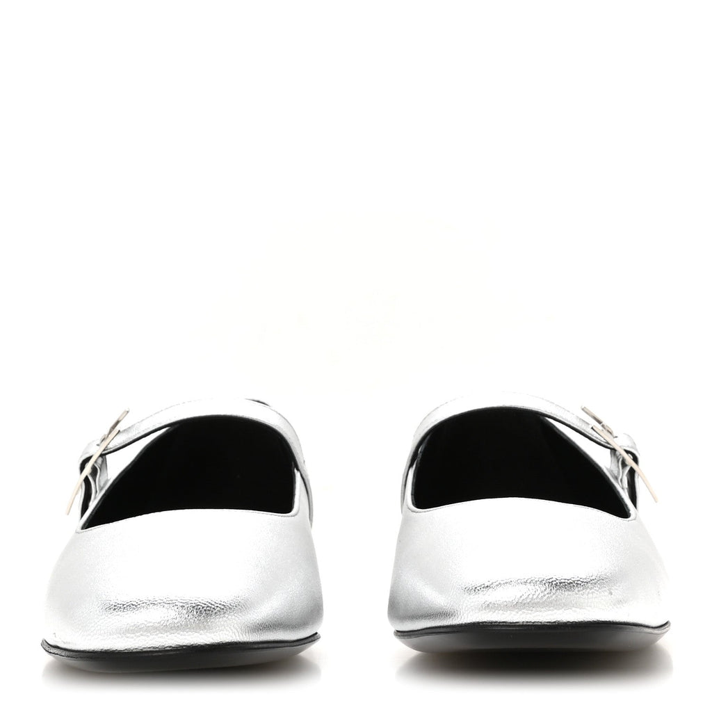 Metallic Goatskin Jane Ballet Flats 39 Gris Argente