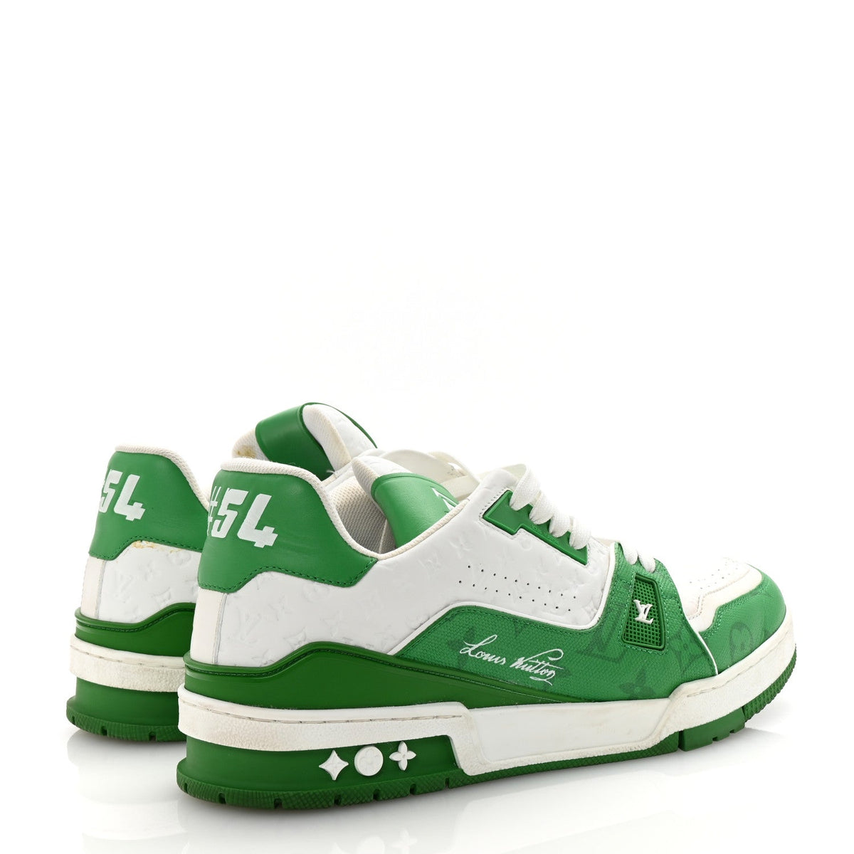 Calfskin Monogram Mens LV Trainer Sneakers 8 Green